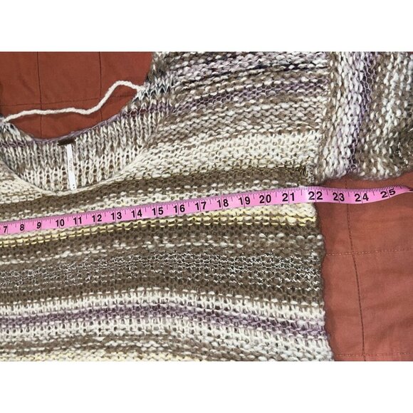 Free People Limbo Knit Crop Alpaca Blend Boho Stripe Multi Brown Women's Size M - Picture 7 of 9